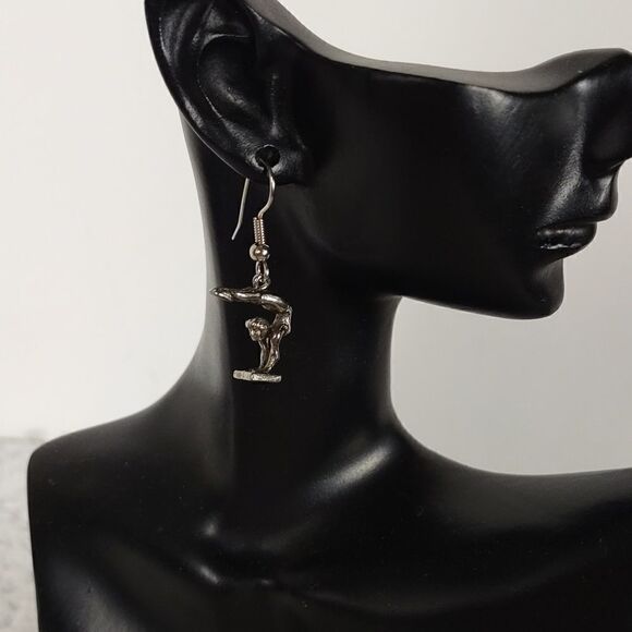 Silver Gymnastics Earrings - Picture 1 of 5
